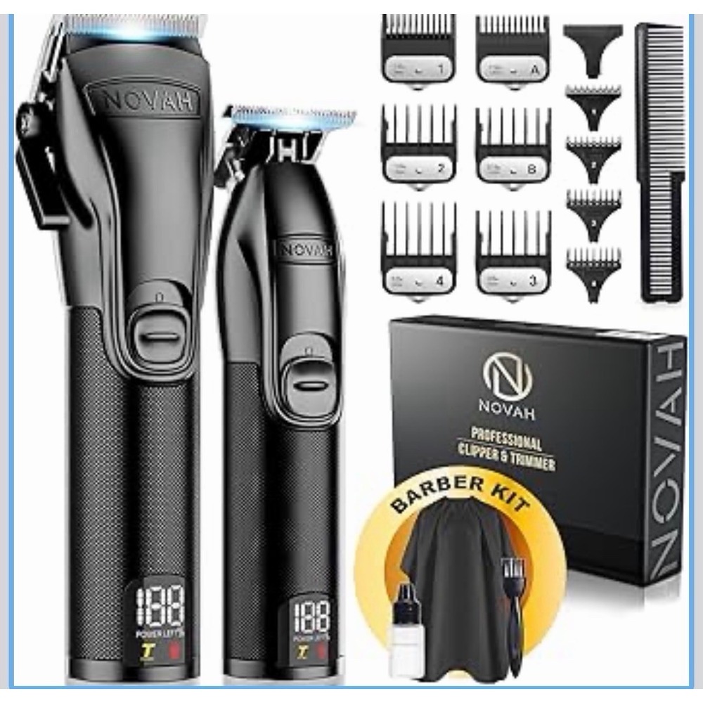 Novah Professional Mens Hair Clipper & Trimmer Kit Rechargeable